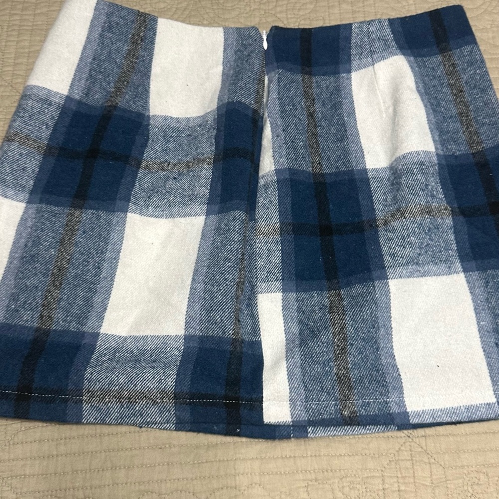 SHEIN Blue and White Checkered Mini Skirt